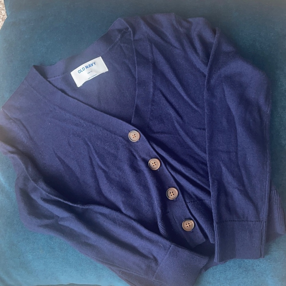 Girls navy blue long sleeve cardigan